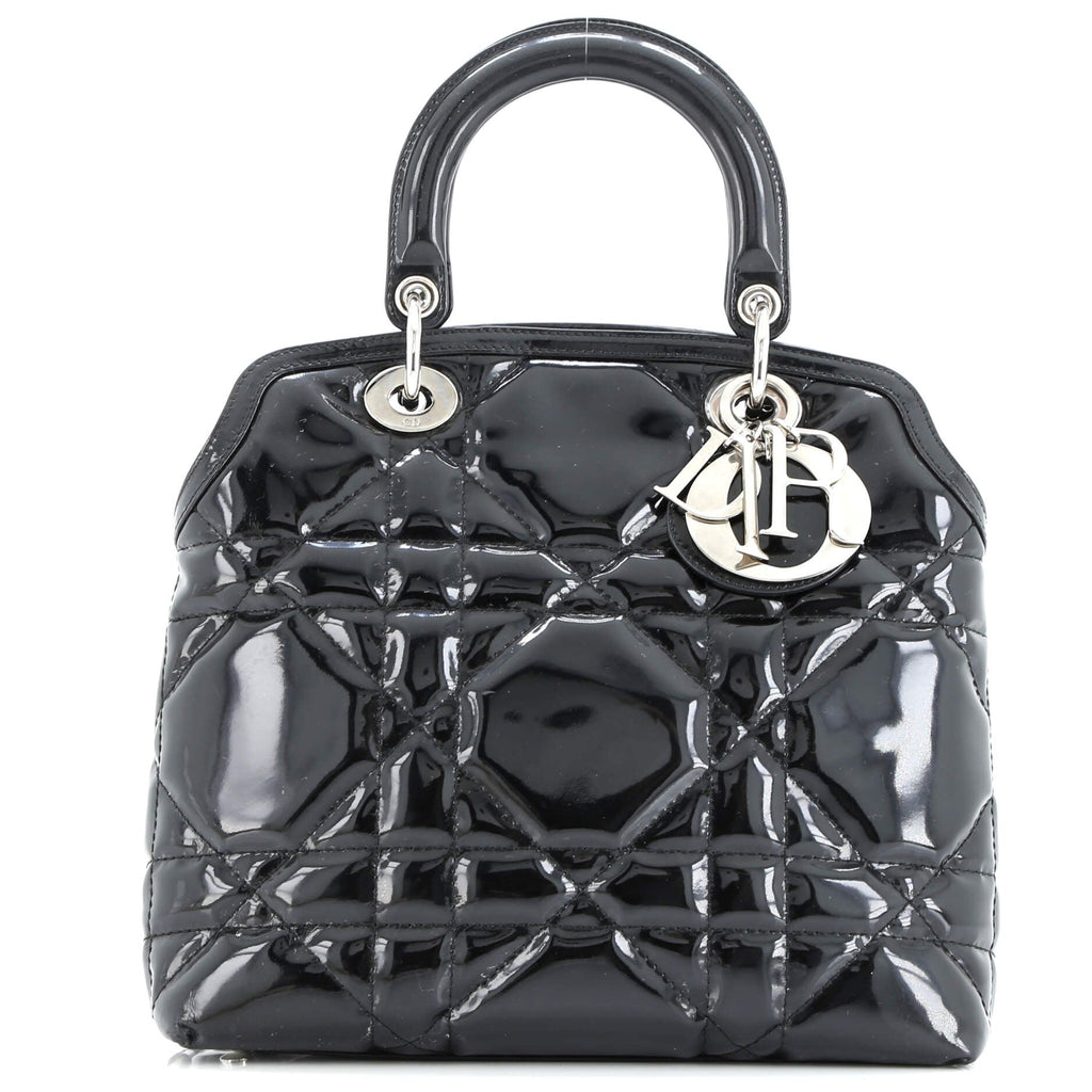Pre-Loved Christian Dior Granville Satchel Cannage Quilt Patent Medium