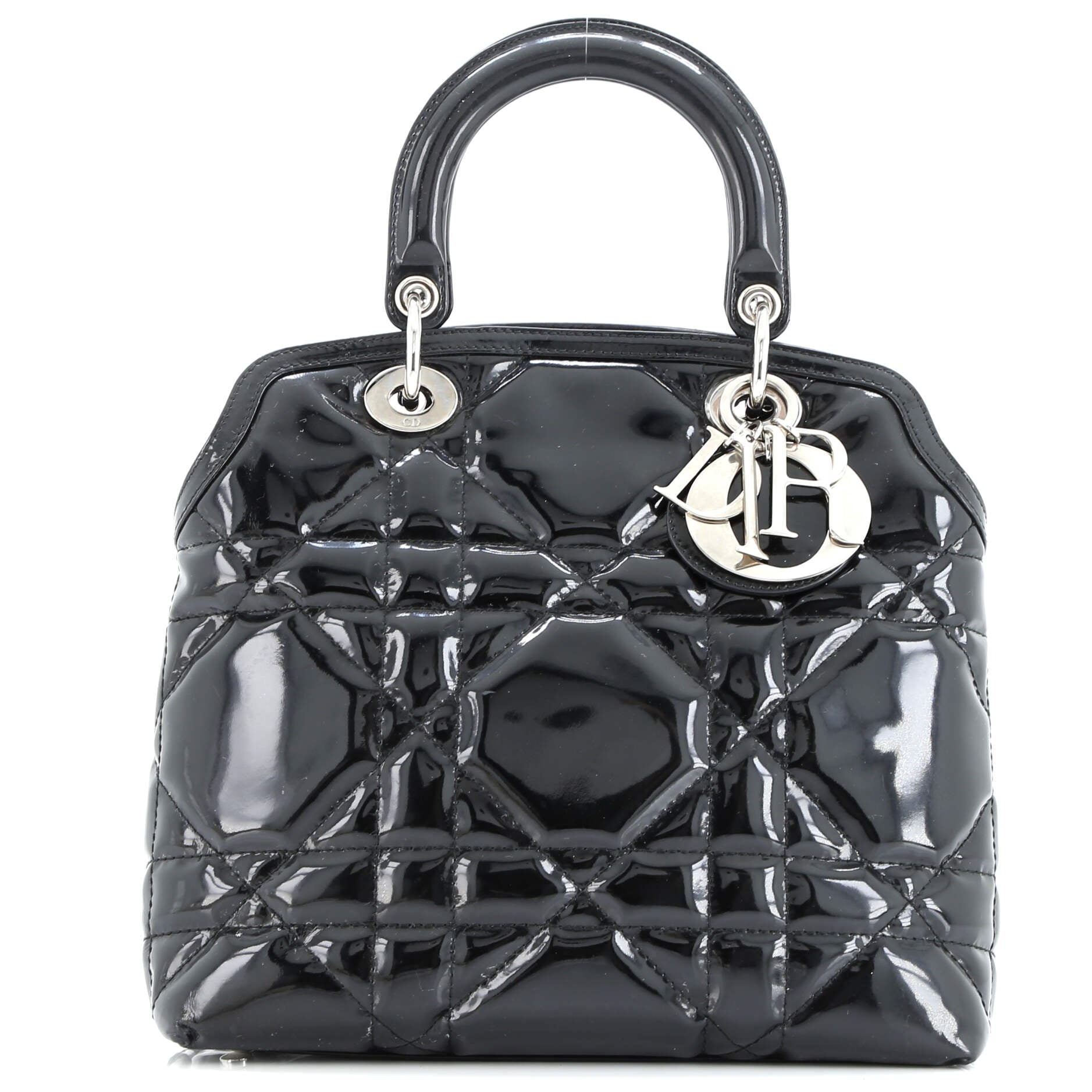 Pre-Loved Christian Dior Granville Satchel Cannage Quilt Patent Medium