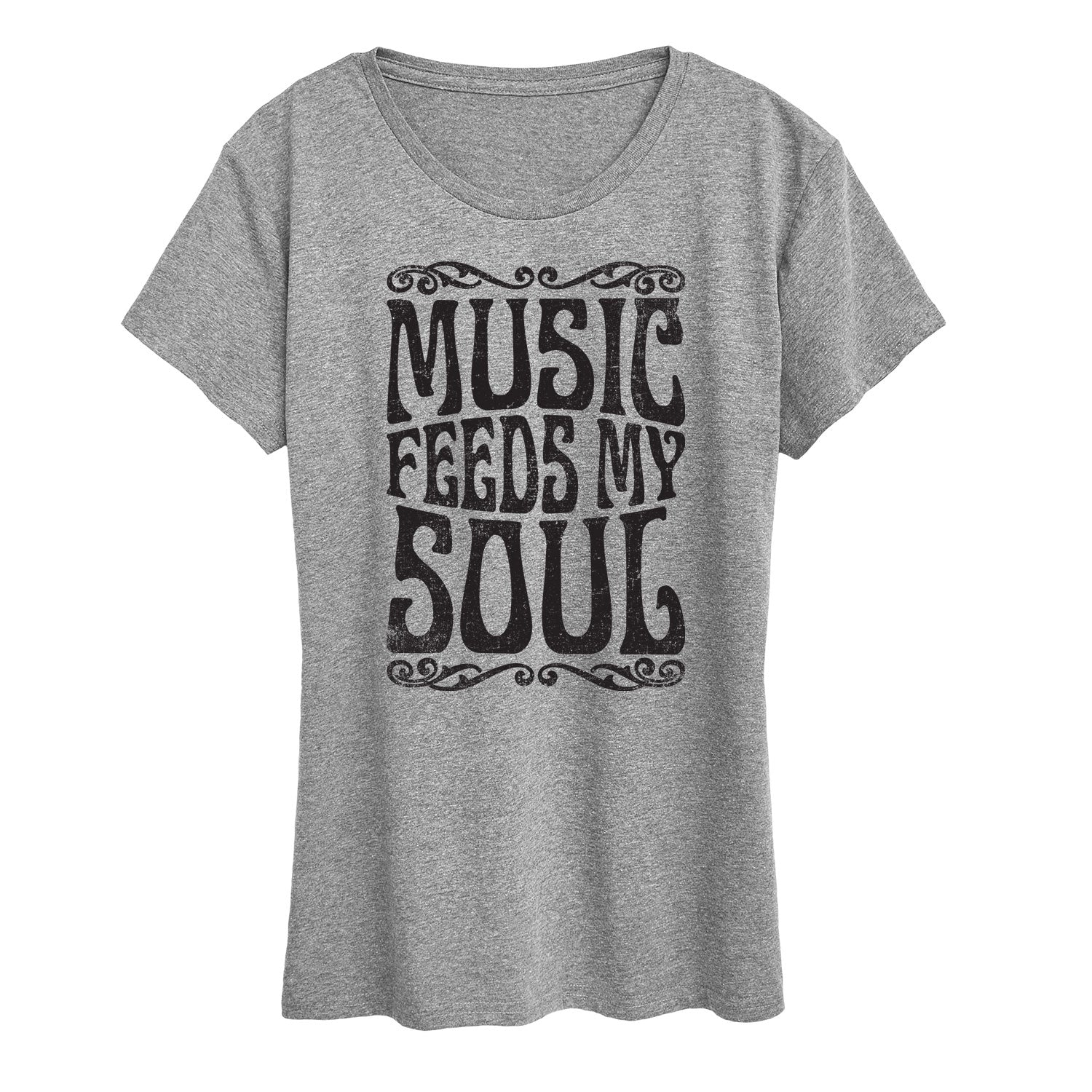 Instant Message - Music Feeds My Soul - Women's Short Sleeve Graphic T-Shirt
