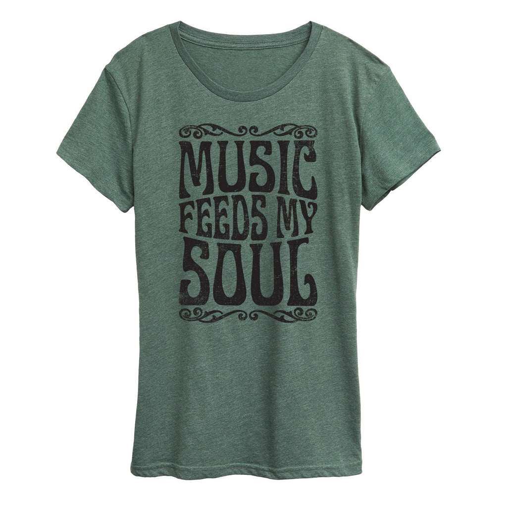 Instant Message - Music Feeds My Soul - Women's Short Sleeve Graphic T-Shirt