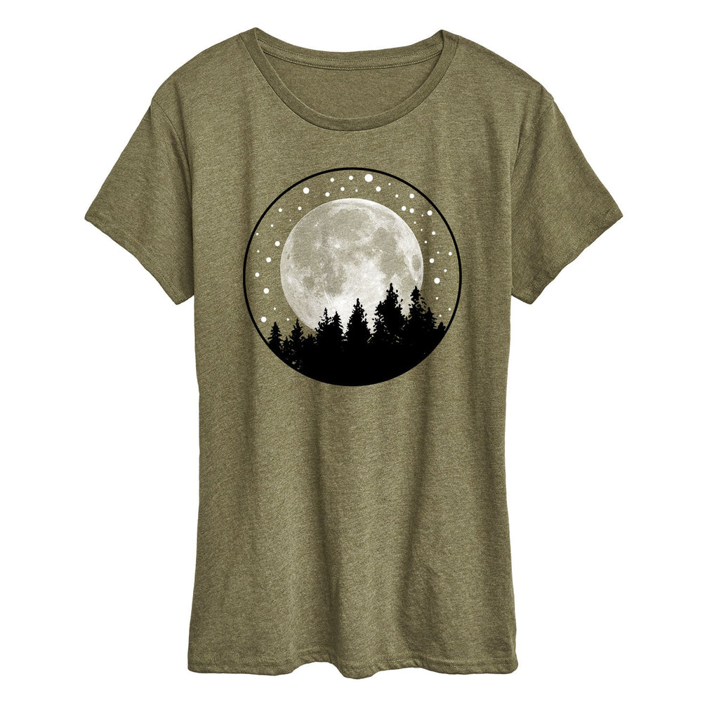 Instant Message - Full Moon Pine Trees- Women's Short Sleeve Graphic T-shirt