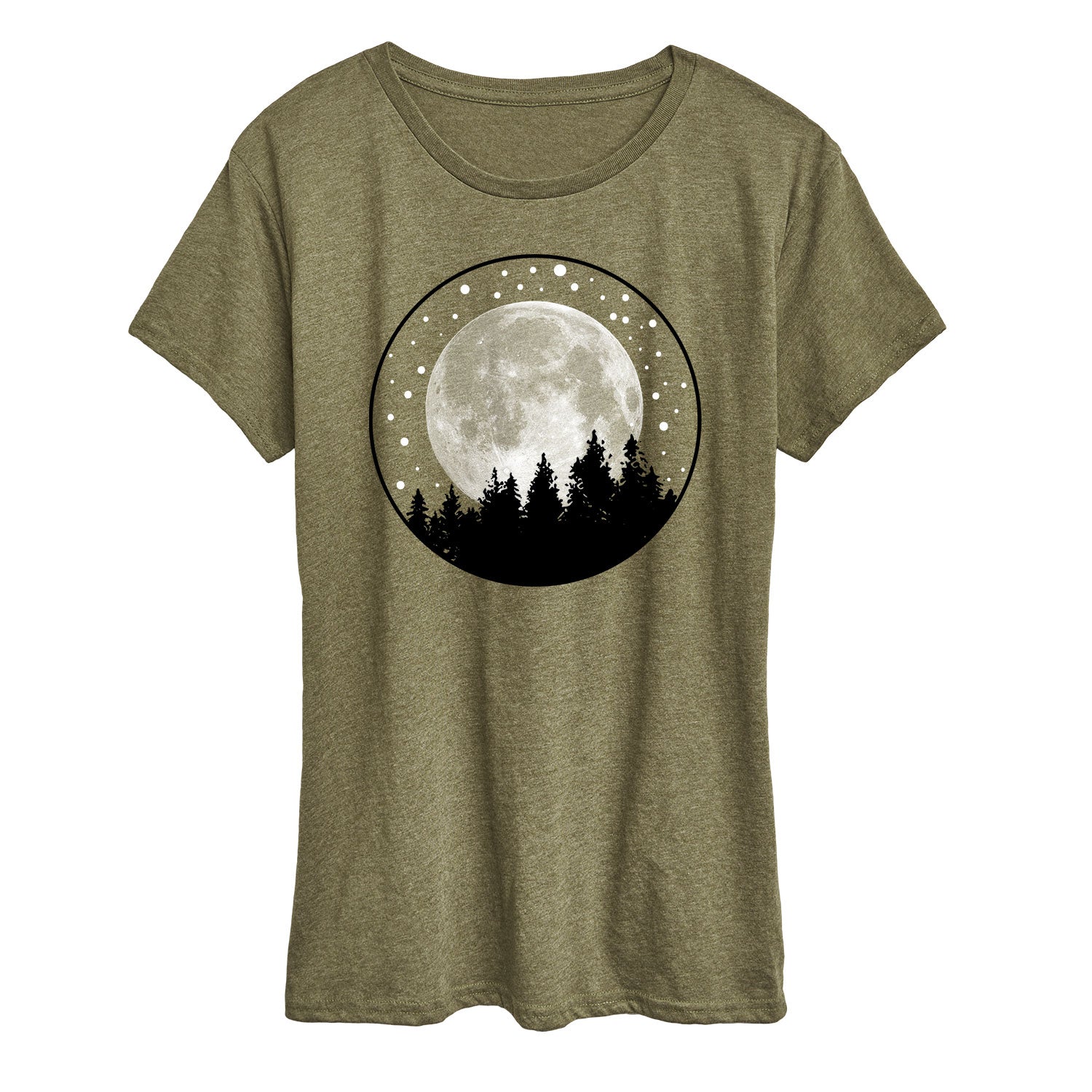 Instant Message - Full Moon Pine Trees- Women's Short Sleeve Graphic T-shirt