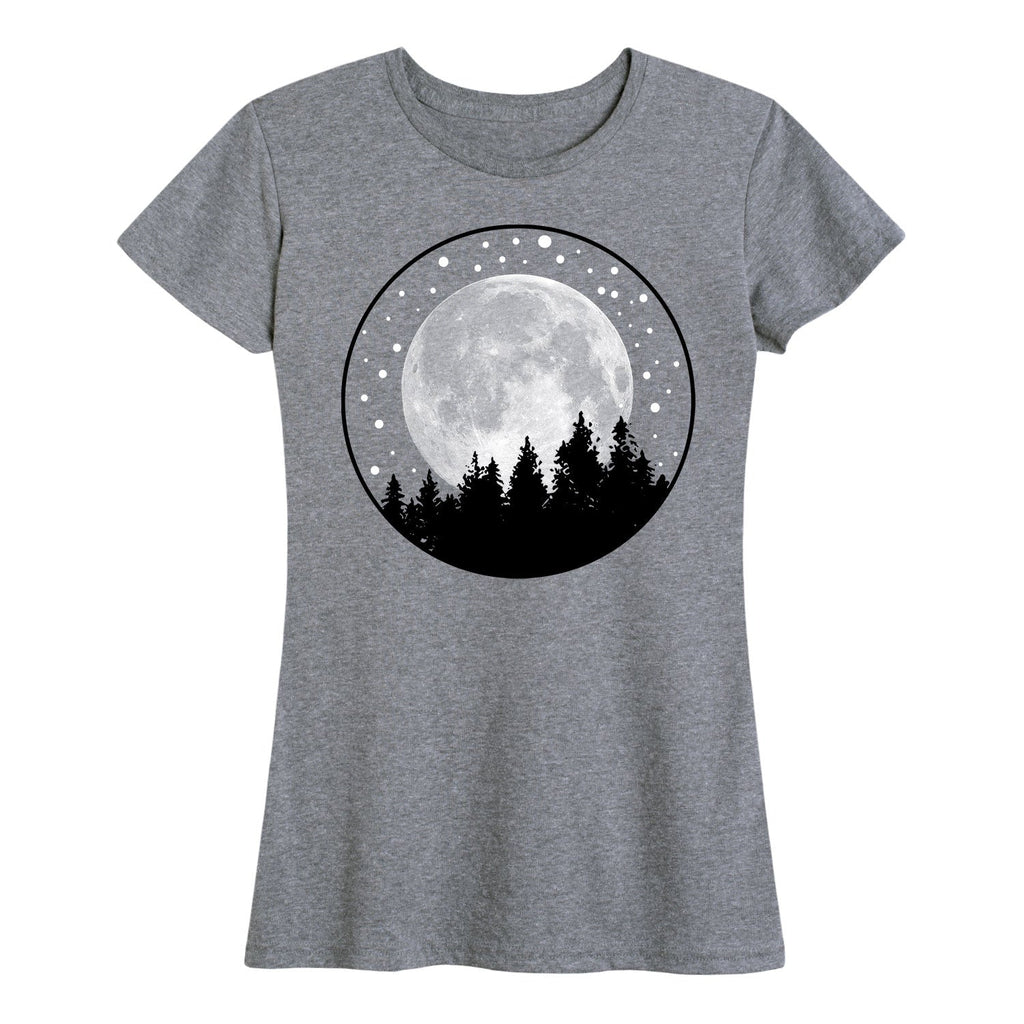 Instant Message - Full Moon Pine Trees- Women's Short Sleeve Graphic T-shirt