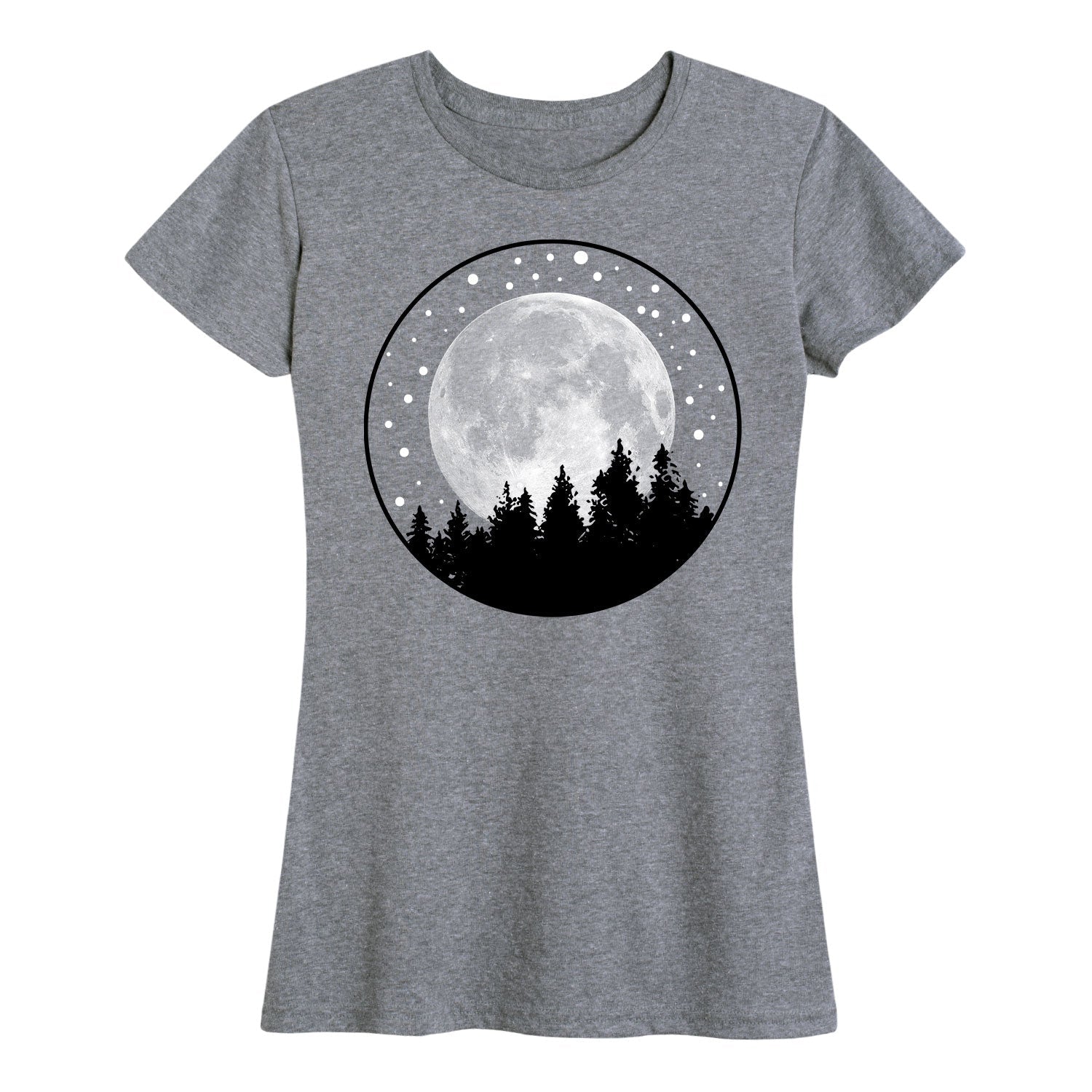 Instant Message - Full Moon Pine Trees- Women's Short Sleeve Graphic T-shirt
