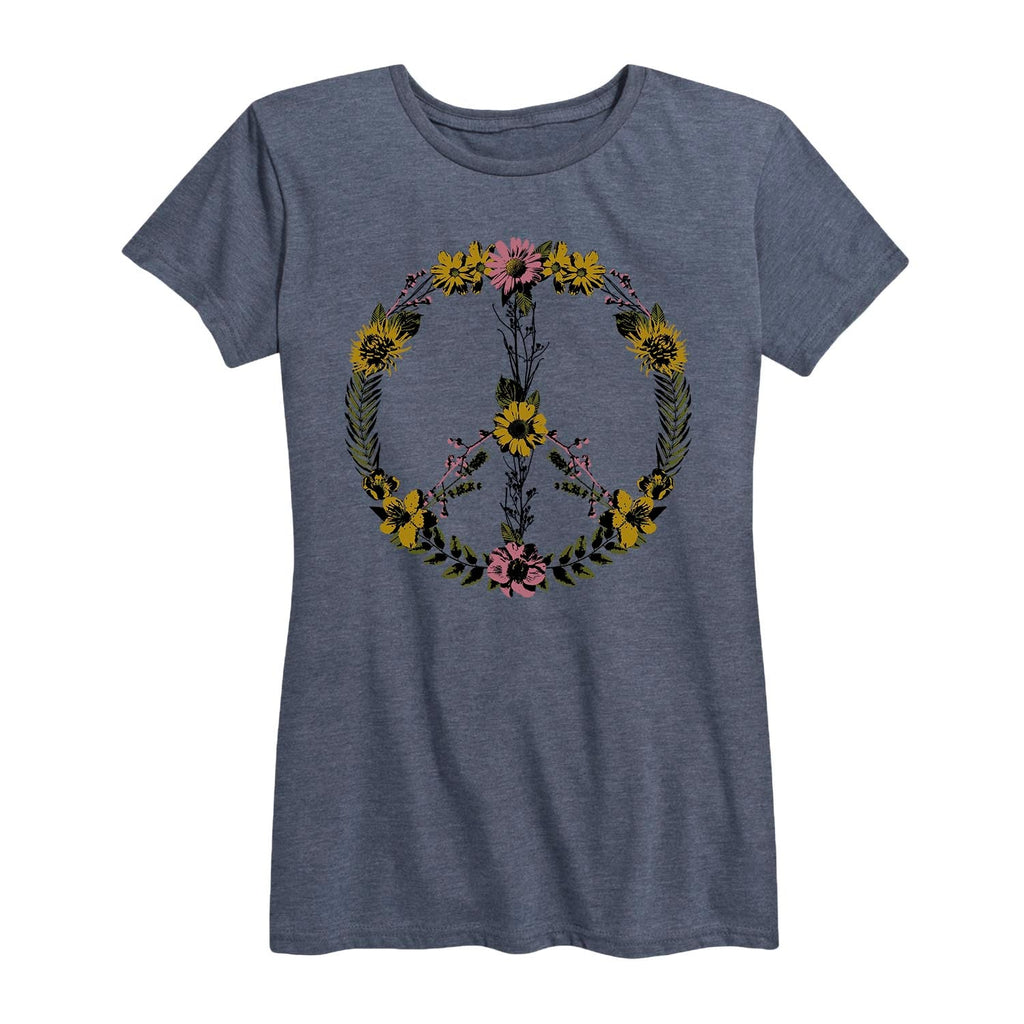 Instant Message - Floral Peace Sign - Women's Short Sleeve Graphic T-shirt
