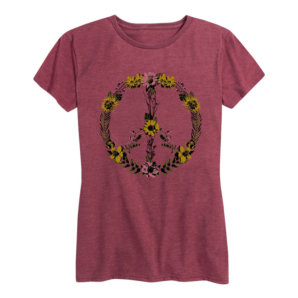 Instant Message - Floral Peace Sign - Women's Short Sleeve Graphic T-shirt