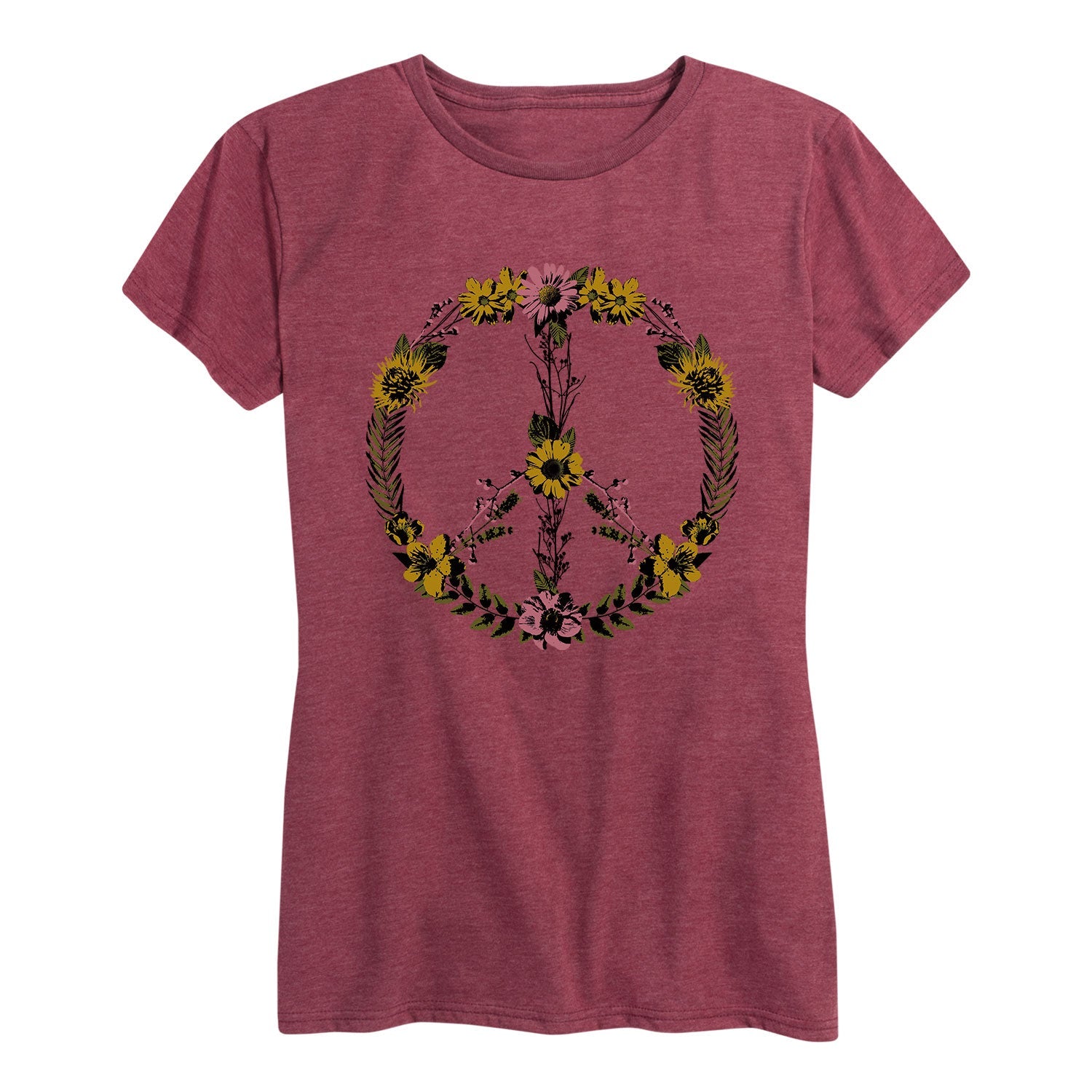 Instant Message - Floral Peace Sign - Women's Short Sleeve Graphic T-shirt