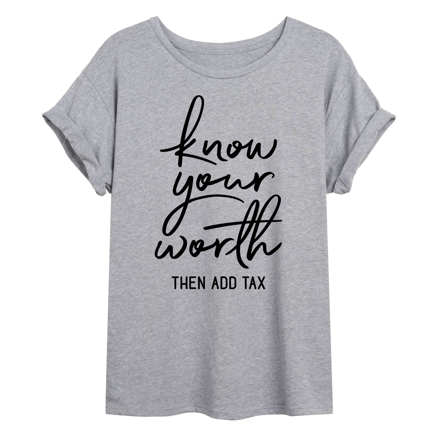 Instant Message - Know Your Worth - Juniors Oversized Graphic T-shirt
