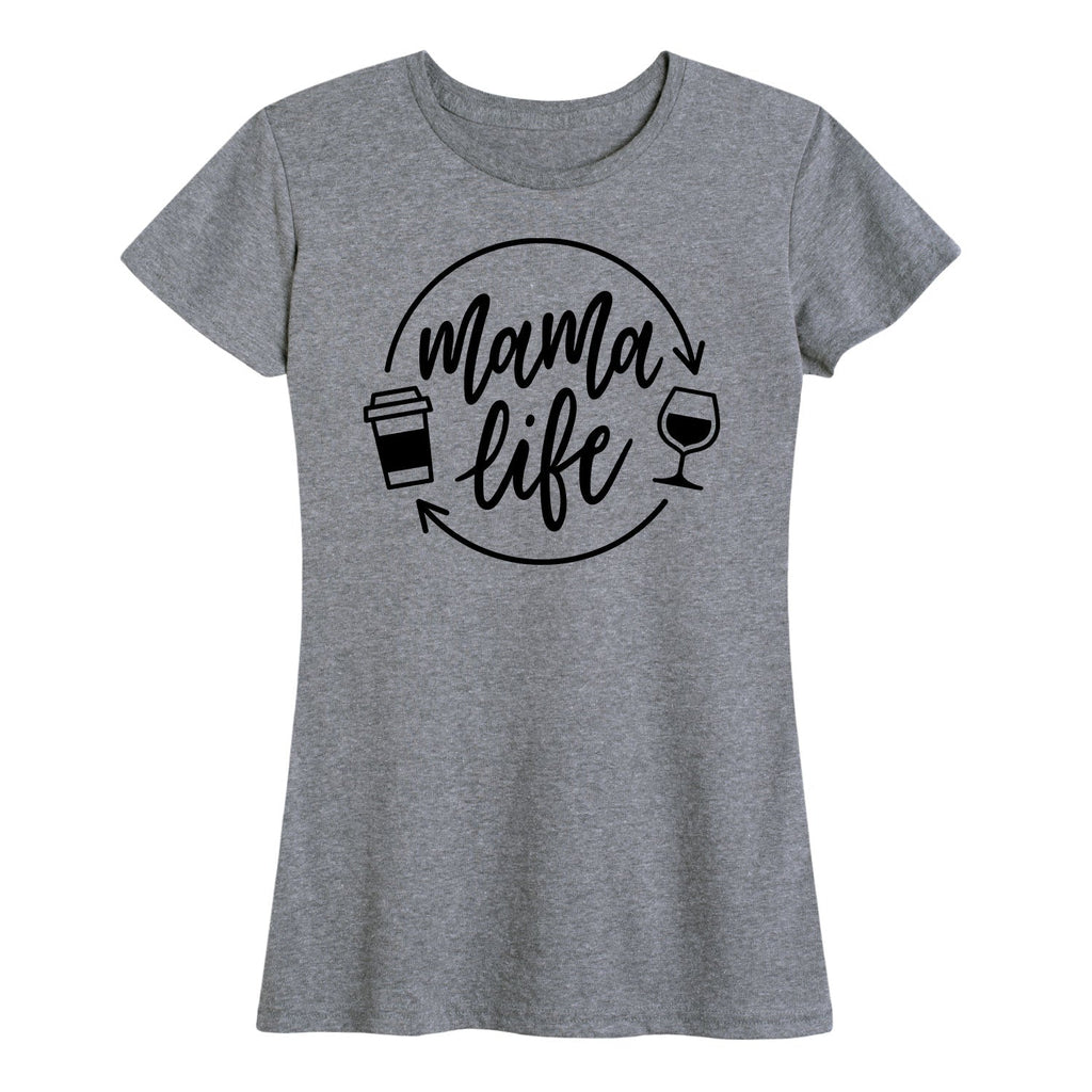 Instant Message - Mama Life Coffee Wine - Women's Short Sleeve Graphic T-shirt