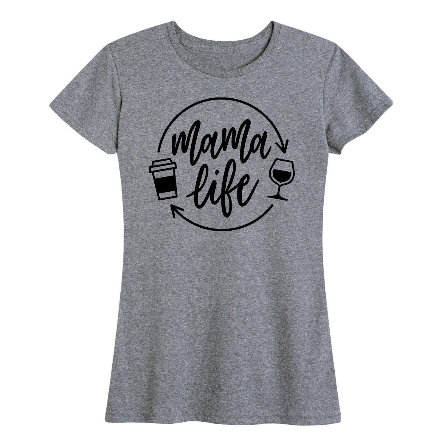 Instant Message - Mama Life Coffee Wine - Women's Short Sleeve Graphic T-shirt