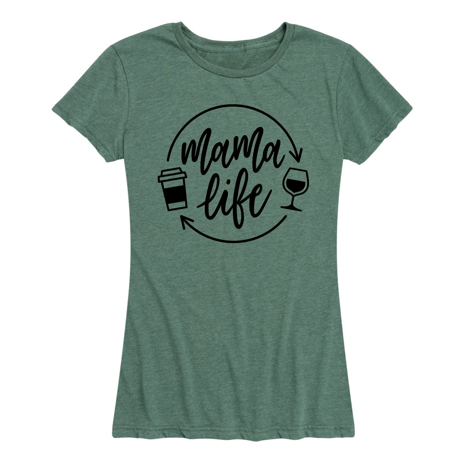Instant Message - Mama Life Coffee Wine - Women's Short Sleeve Graphic T-shirt