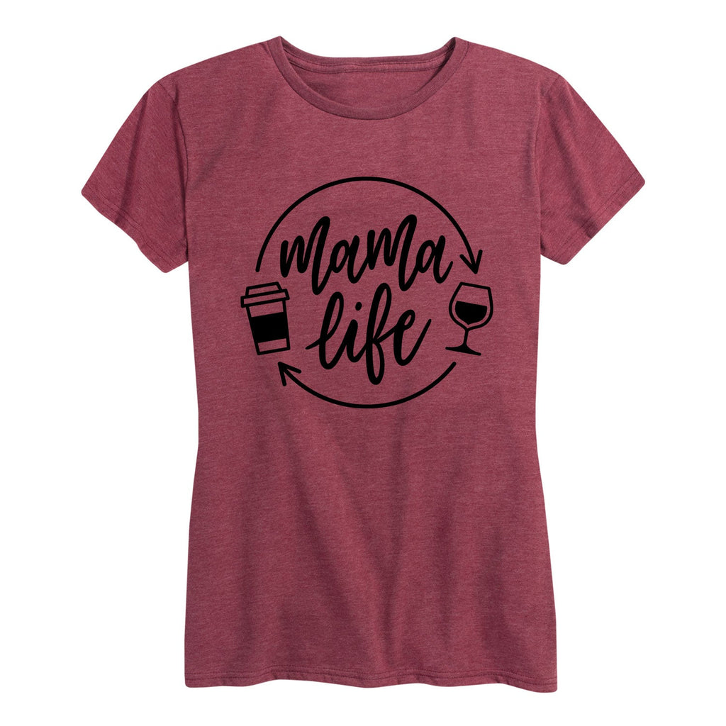 Instant Message - Mama Life Coffee Wine - Women's Short Sleeve Graphic T-shirt
