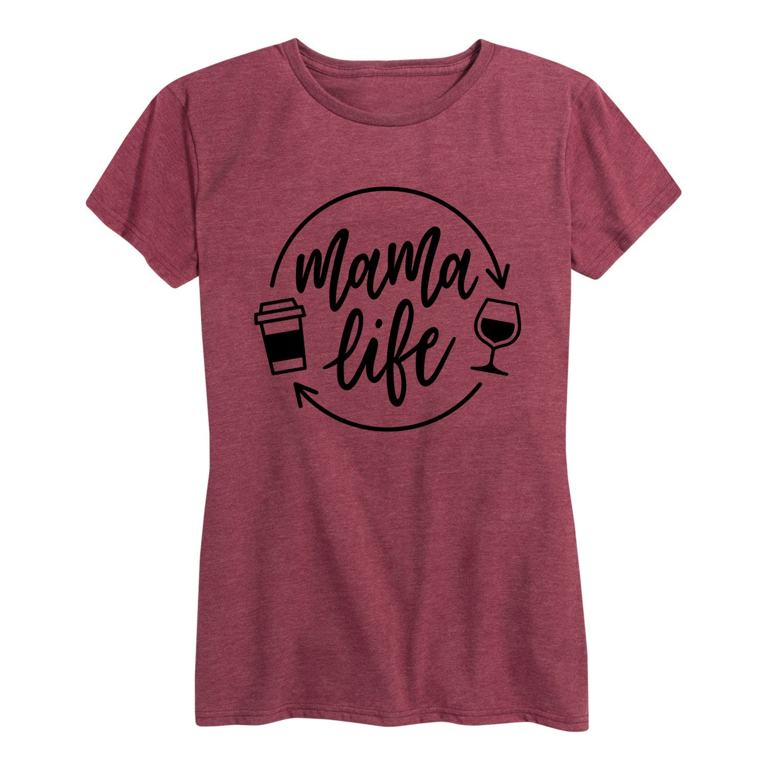 Instant Message - Mama Life Coffee Wine - Women's Short Sleeve Graphic T-shirt