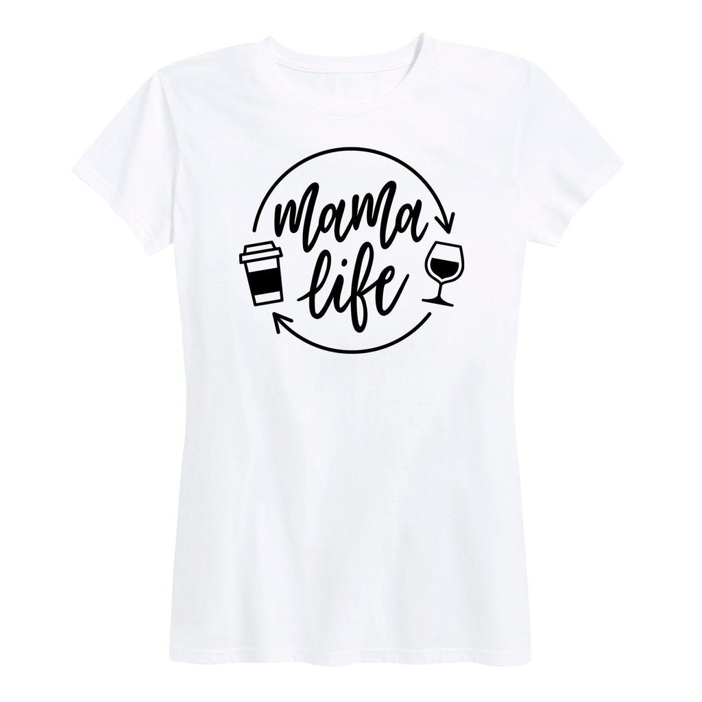 Instant Message - Mama Life Coffee Wine - Women's Short Sleeve Graphic T-shirt