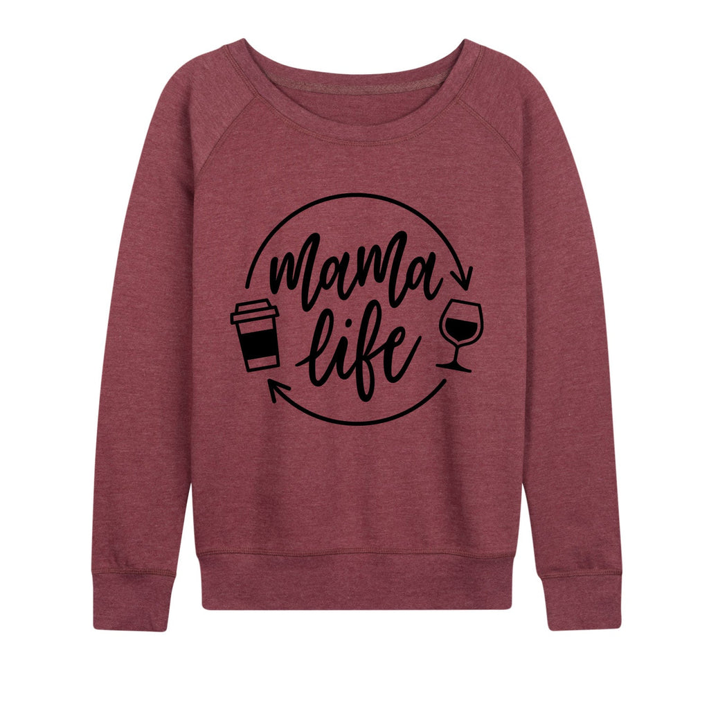 Instant Message - Mama Life Coffee Wine - Women's French Terry Long Sleeve Pullover