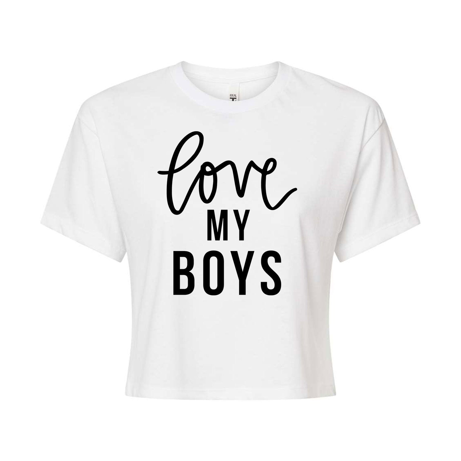 Instant Message - Love My Boys - Women's Cropped Short Sleeve Graphic T-shirt