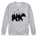 Instant Message - Forest Bear Silhouette - Men's Crew Neck Fleece Pullover