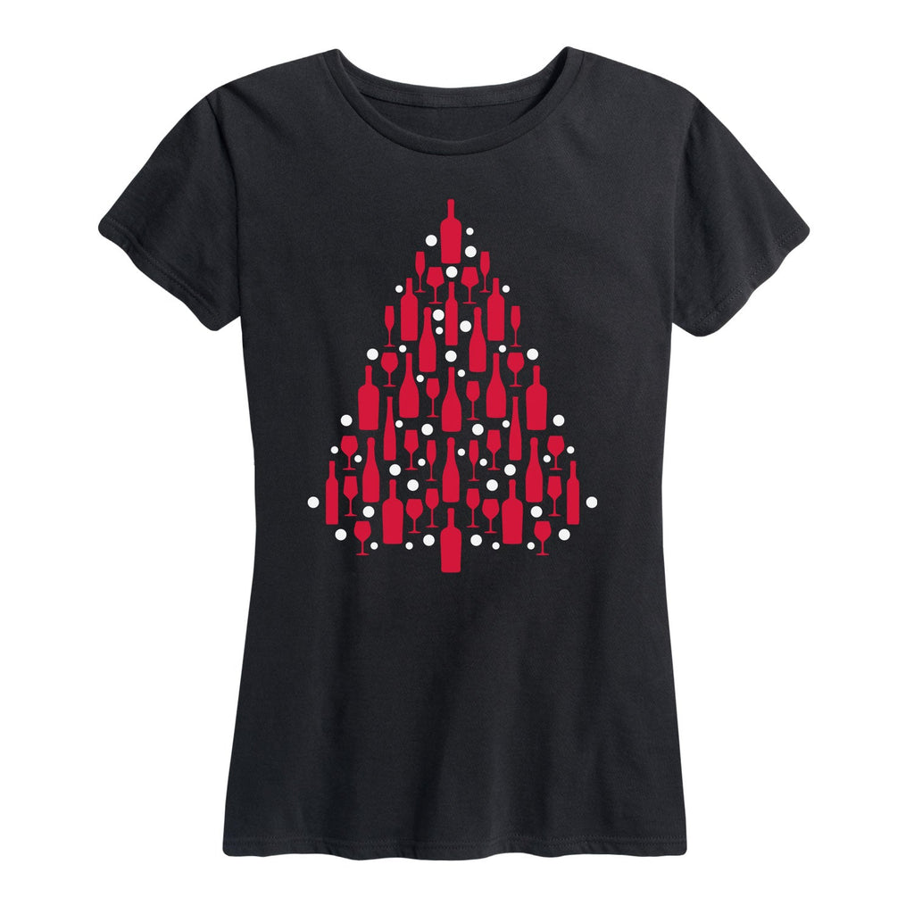 Instant Message - Wine Glass and Bottle Tree - Women's Short Sleeve Graphic T-shirt
