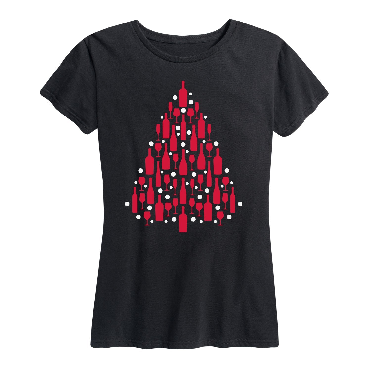 Instant Message - Wine Glass and Bottle Tree - Women's Short Sleeve Graphic T-shirt