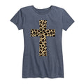 Instant Message - Leopard Print Cross - Women's Short Sleeve Graphic T-shirt