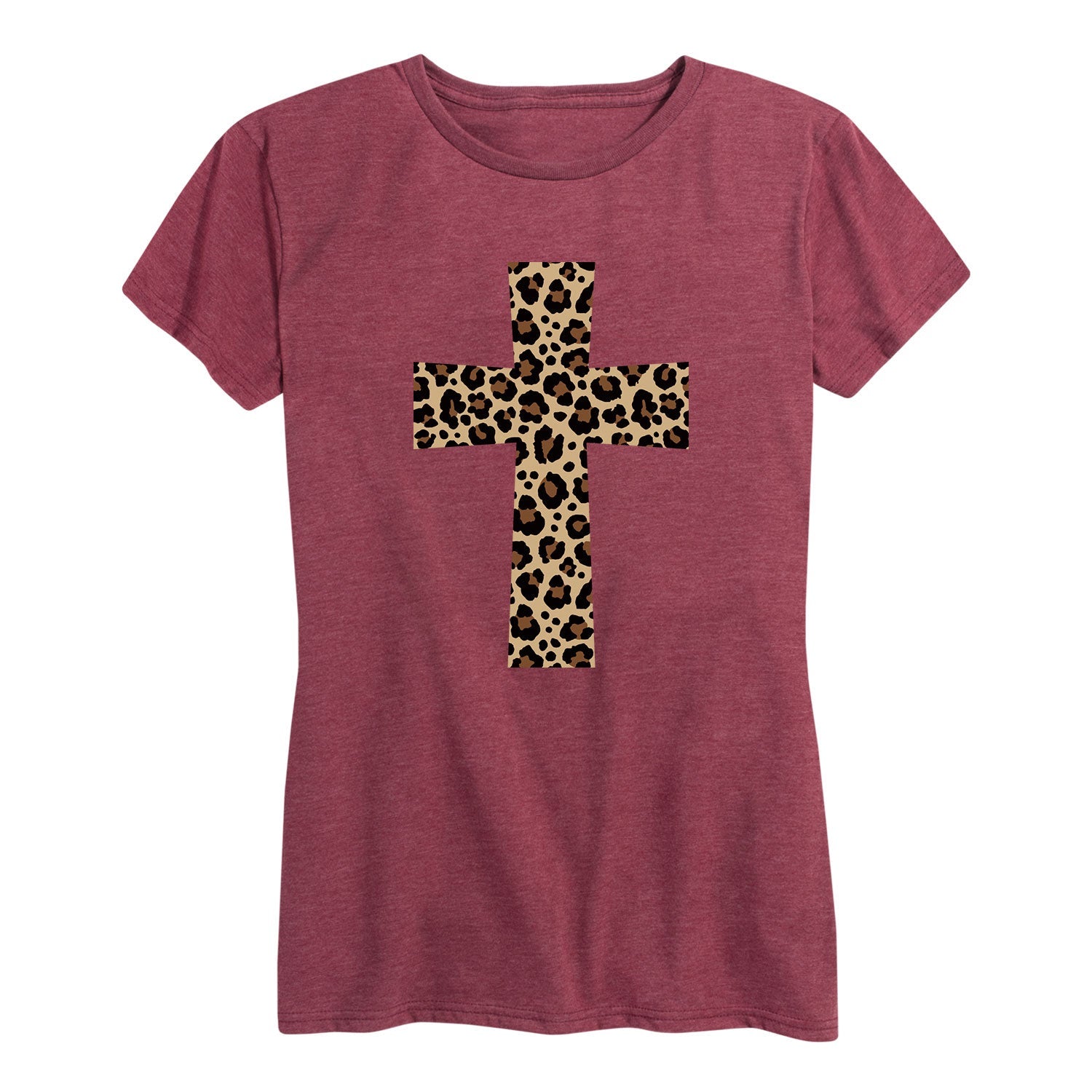 Instant Message - Leopard Print Cross - Women's Short Sleeve Graphic T-shirt