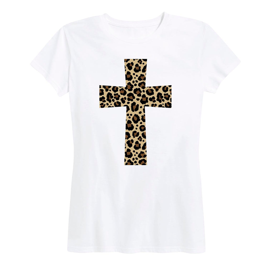 Instant Message - Leopard Print Cross - Women's Short Sleeve Graphic T-shirt