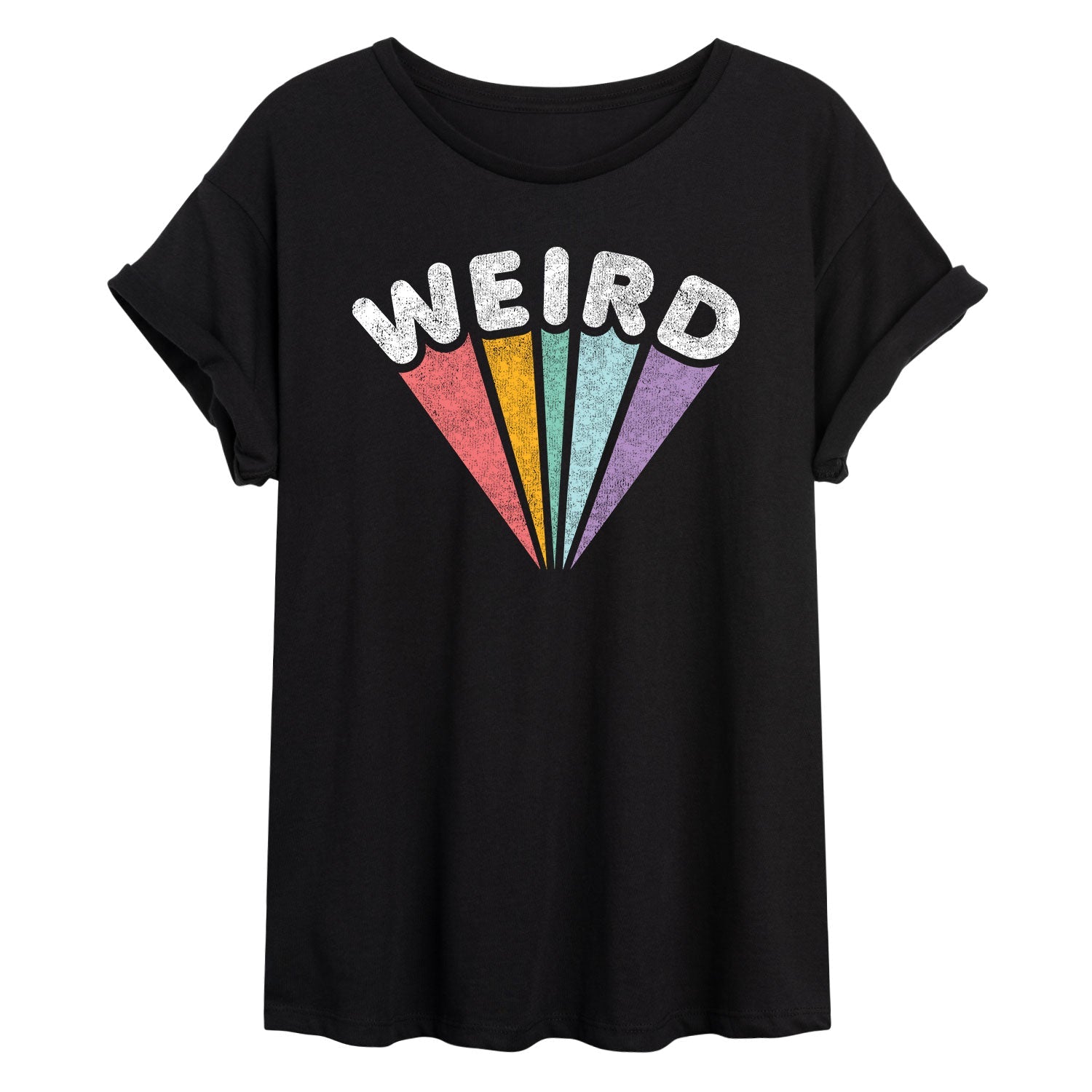 Instant Message - Weird Rainbow - Juniors Oversized Graphic T-shirt