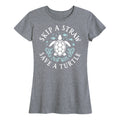 Instant Message - Skip a Straw Save a Turtle - Women's Short Sleeve Graphic T-shirt