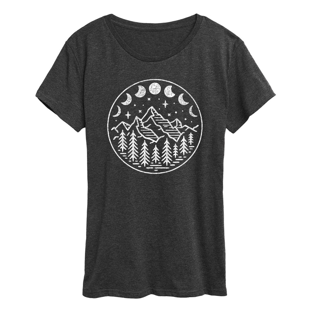 Instant Message - Celestial Mountains Moon Phases - Women's Short Sleeve Graphic T-shirt