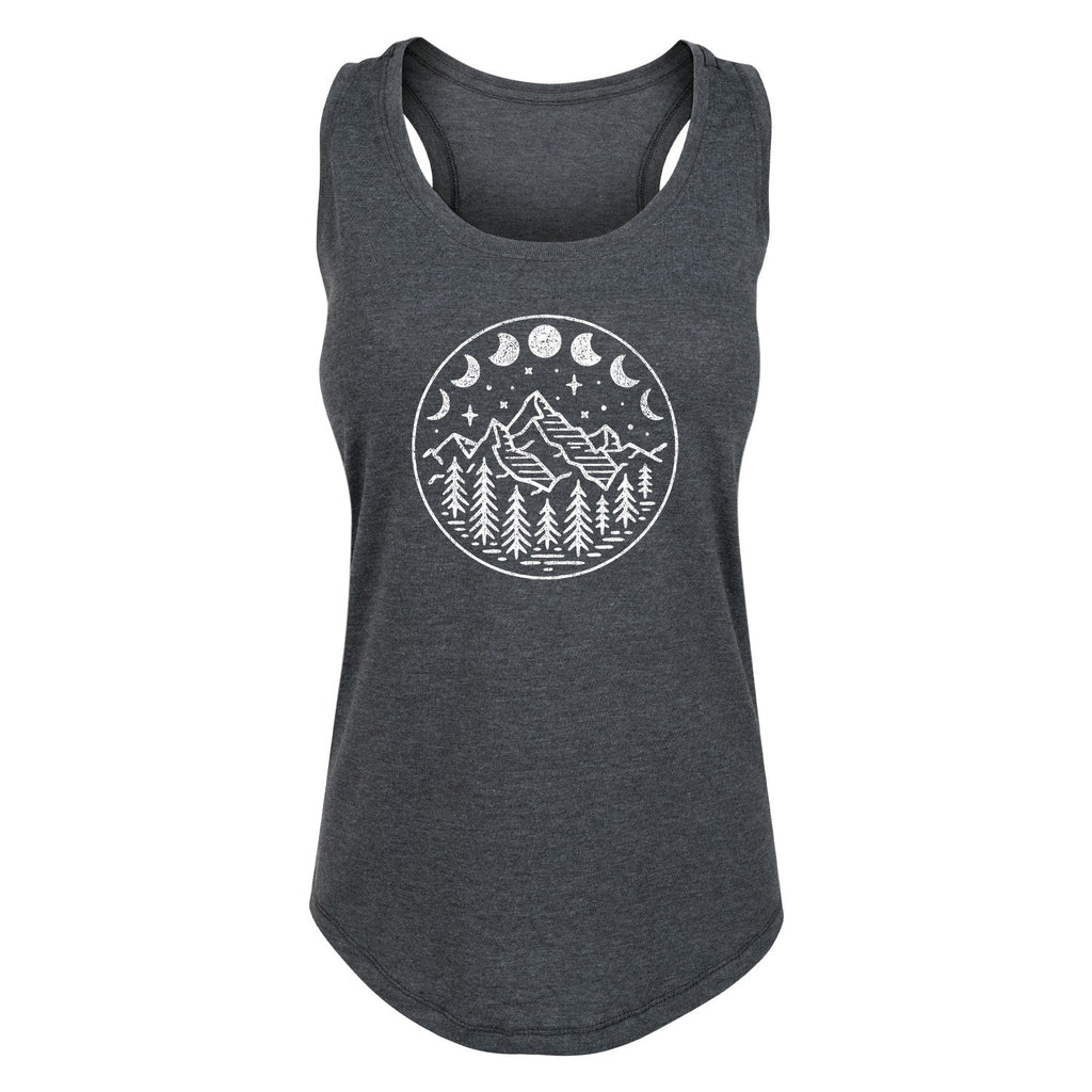 Instant Message - Celestial Mountains Moon Phases - Women's Racerback Tank