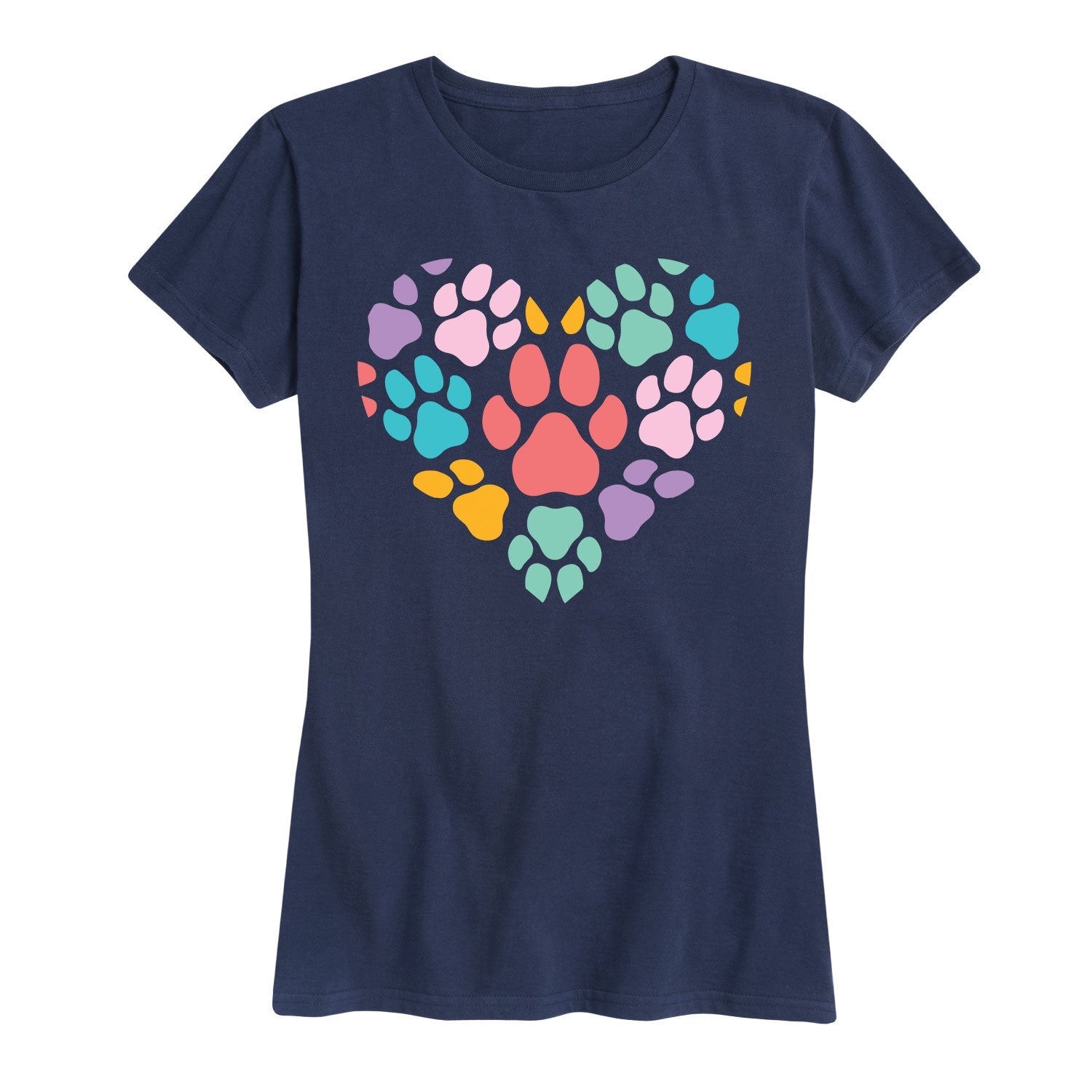 Instant Message - Rainbow Pawprint Heart - Women's Short Sleeve Graphic T-shirt
