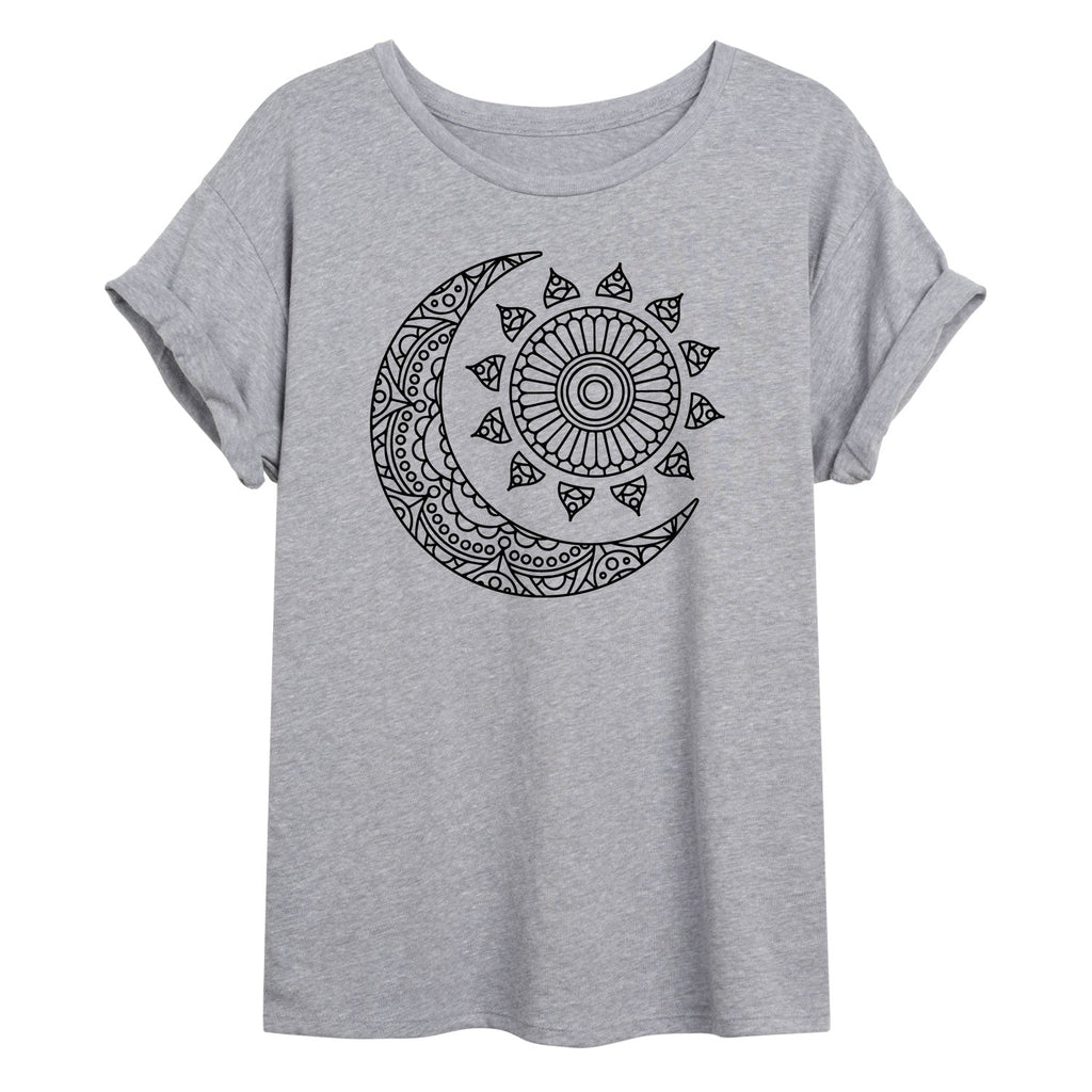 Instant Message - Decorative Sun Moon - Juniors Oversized Graphic T-shirt