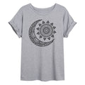 Instant Message - Decorative Sun Moon - Juniors Oversized Graphic T-shirt