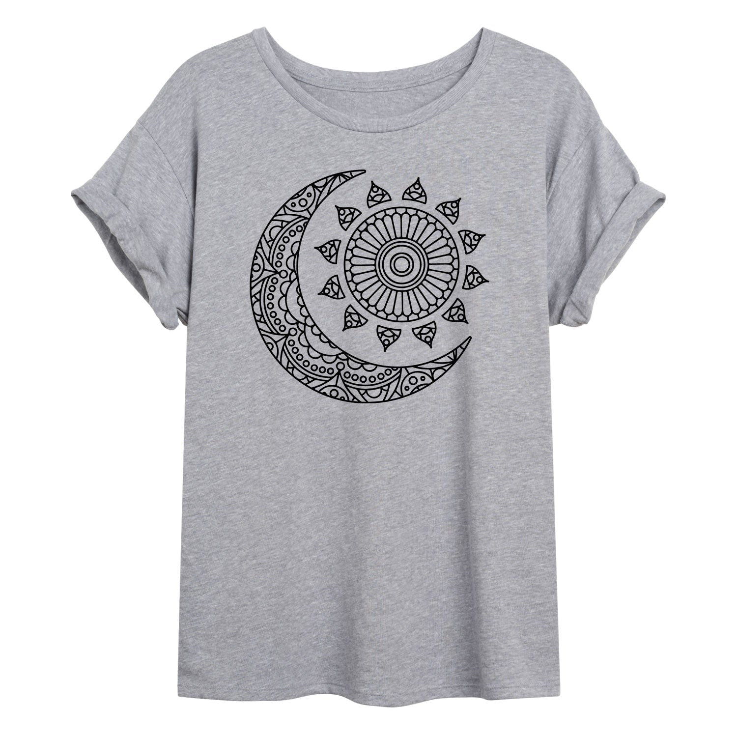 Instant Message - Decorative Sun Moon - Juniors Oversized Graphic T-shirt