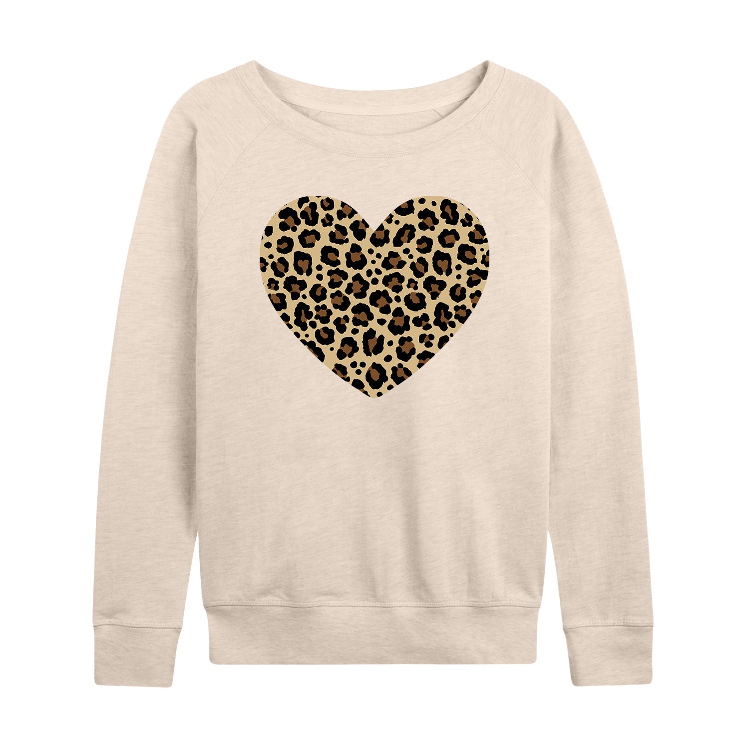 Instant Message - Leopard Heart - Women's French Terry Long Sleeve Pullover