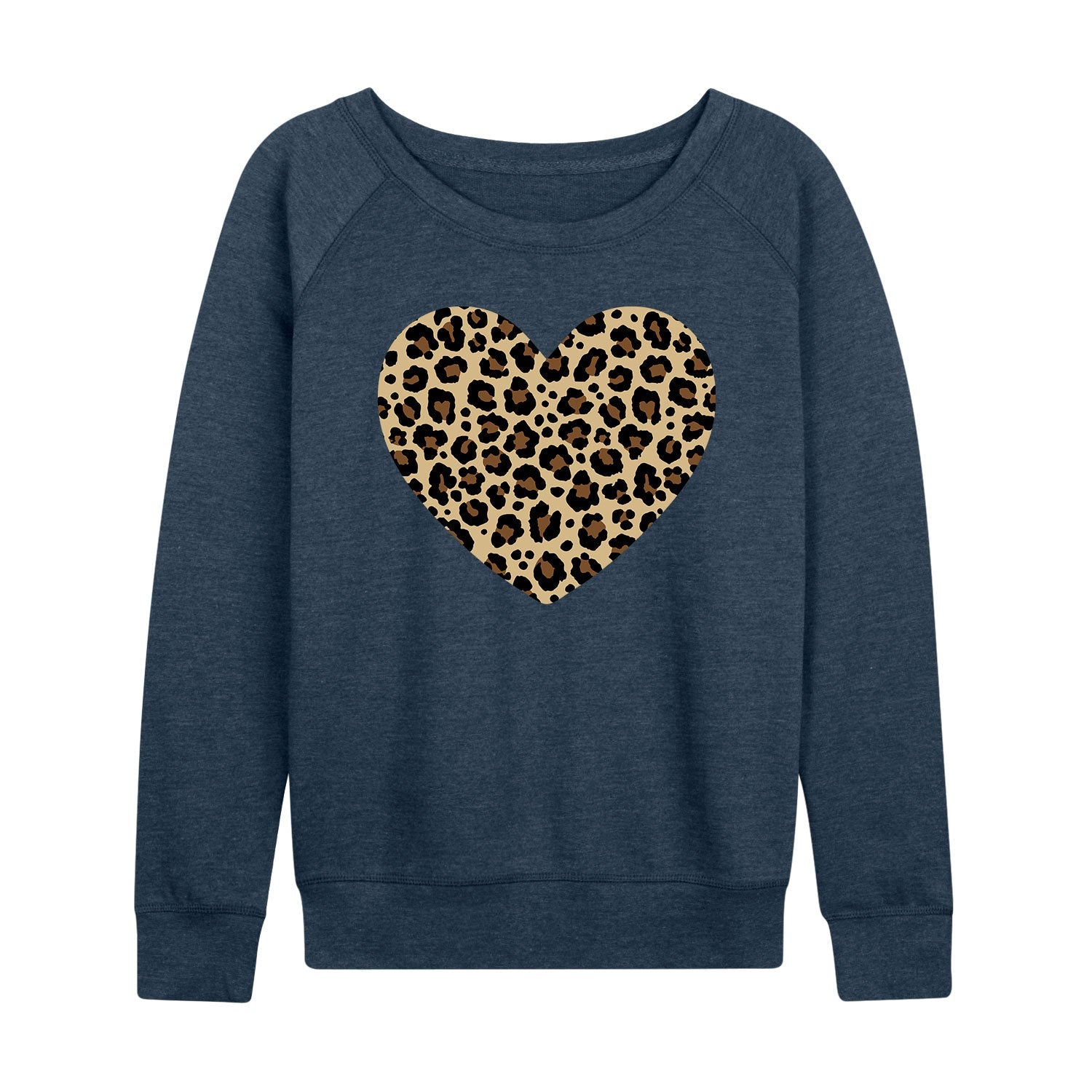 Instant Message - Leopard Heart - Women's French Terry Long Sleeve Pullover