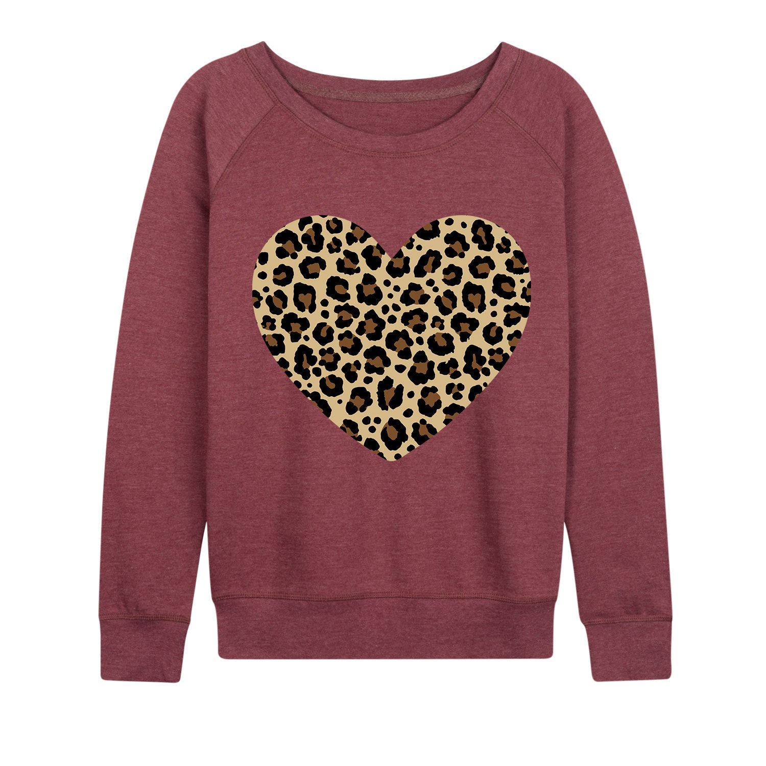Instant Message - Leopard Heart - Women's French Terry Long Sleeve Pullover