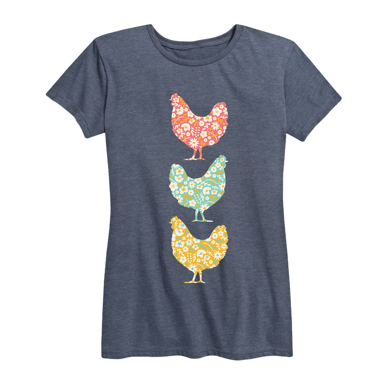 Instant Message - Stacked Patterned Chickens - Women's Short Sleeve Graphic T-shirt