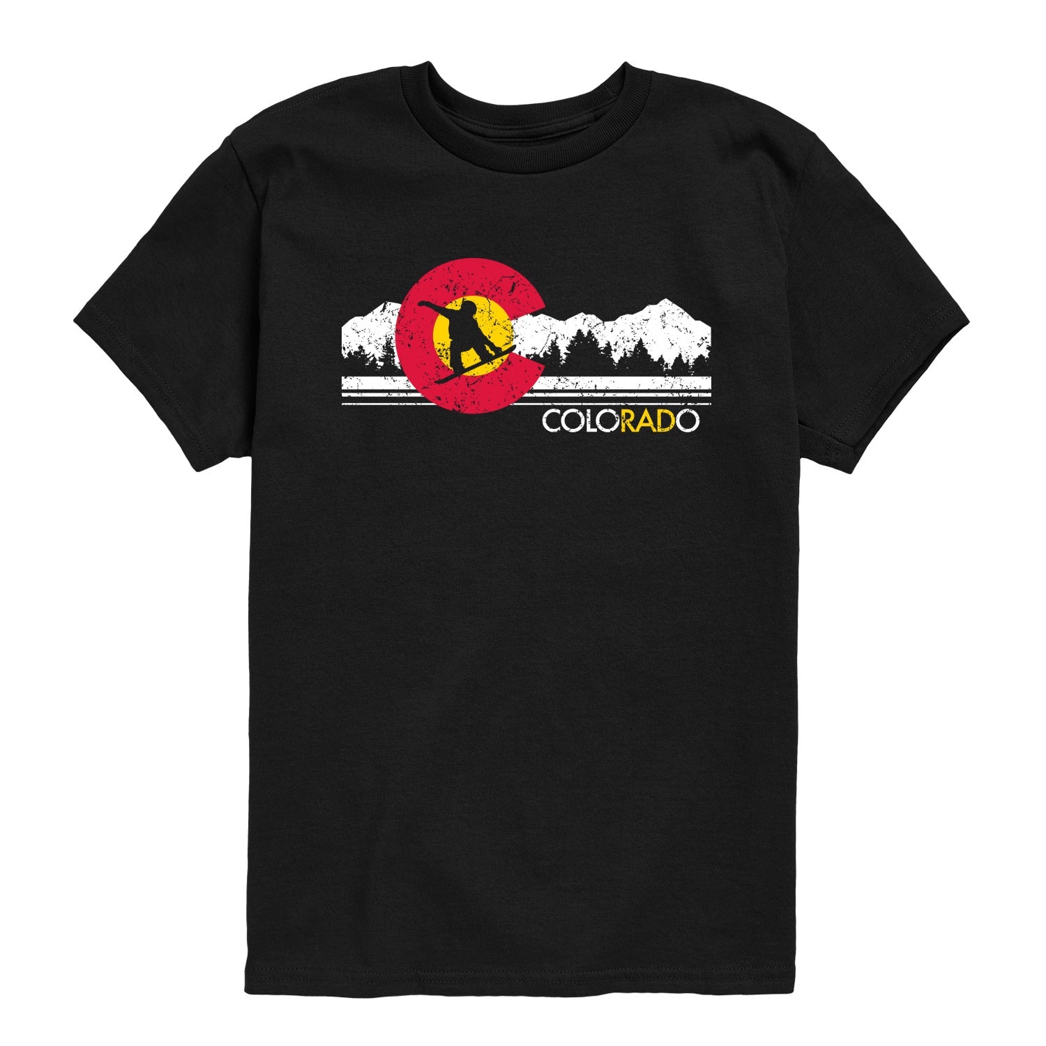 Instant Message - Colorado Flag Snowboarder - Youth Short Sleeve Graphic T-shirt