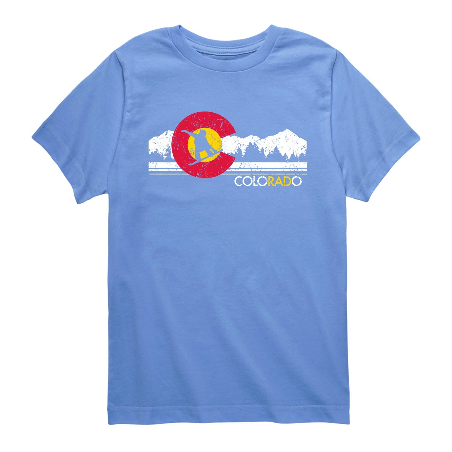 Instant Message - Colorado Flag Snowboarder - Youth Short Sleeve Graphic T-shirt