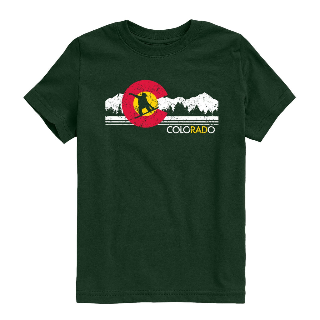 Instant Message - Colorado Flag Snowboarder - Youth Short Sleeve Graphic T-shirt