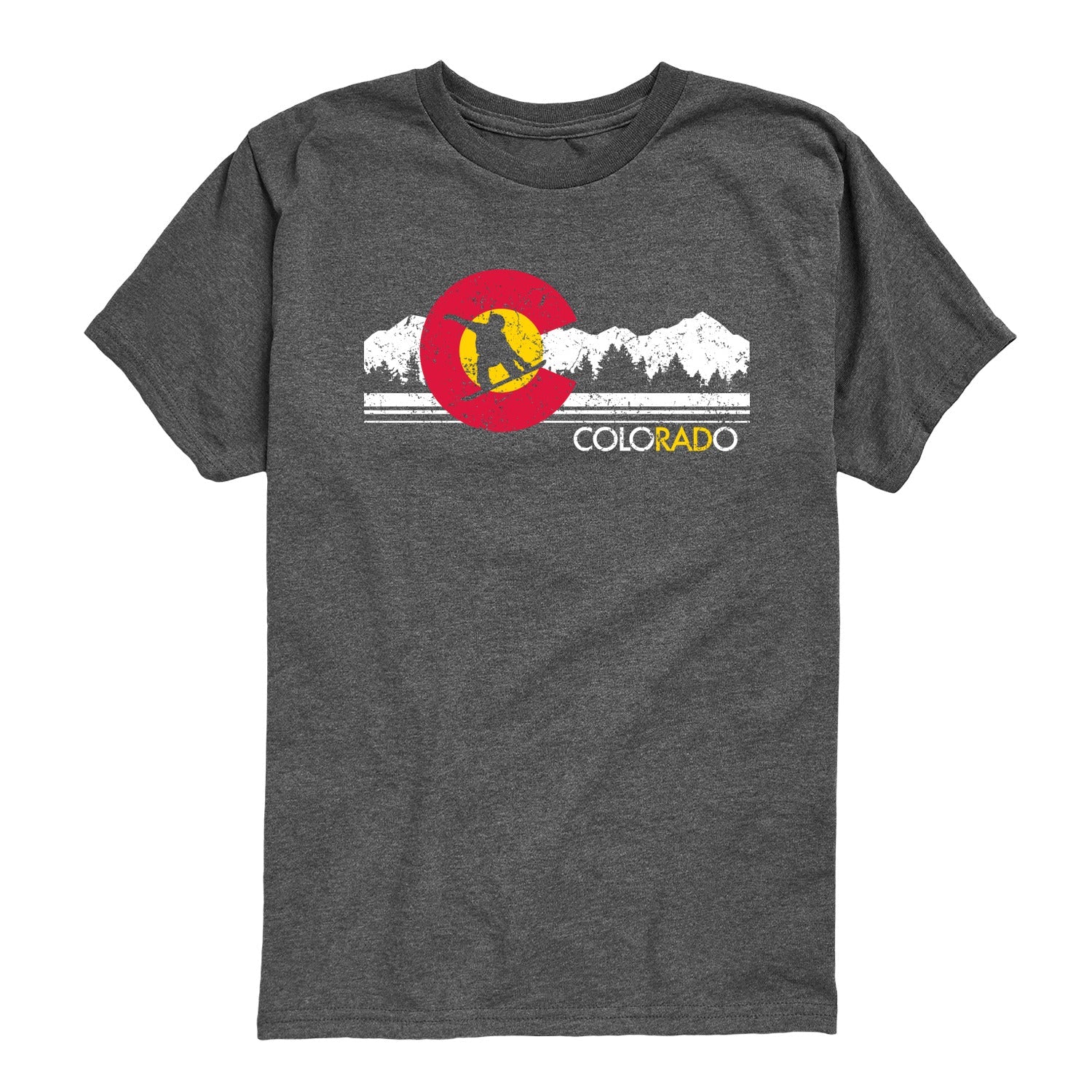 Instant Message - Colorado Flag Snowboarder - Youth Short Sleeve Graphic T-shirt