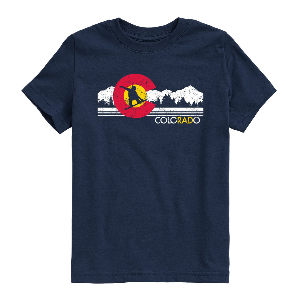 Instant Message - Colorado Flag Snowboarder - Youth Short Sleeve Graphic T-shirt