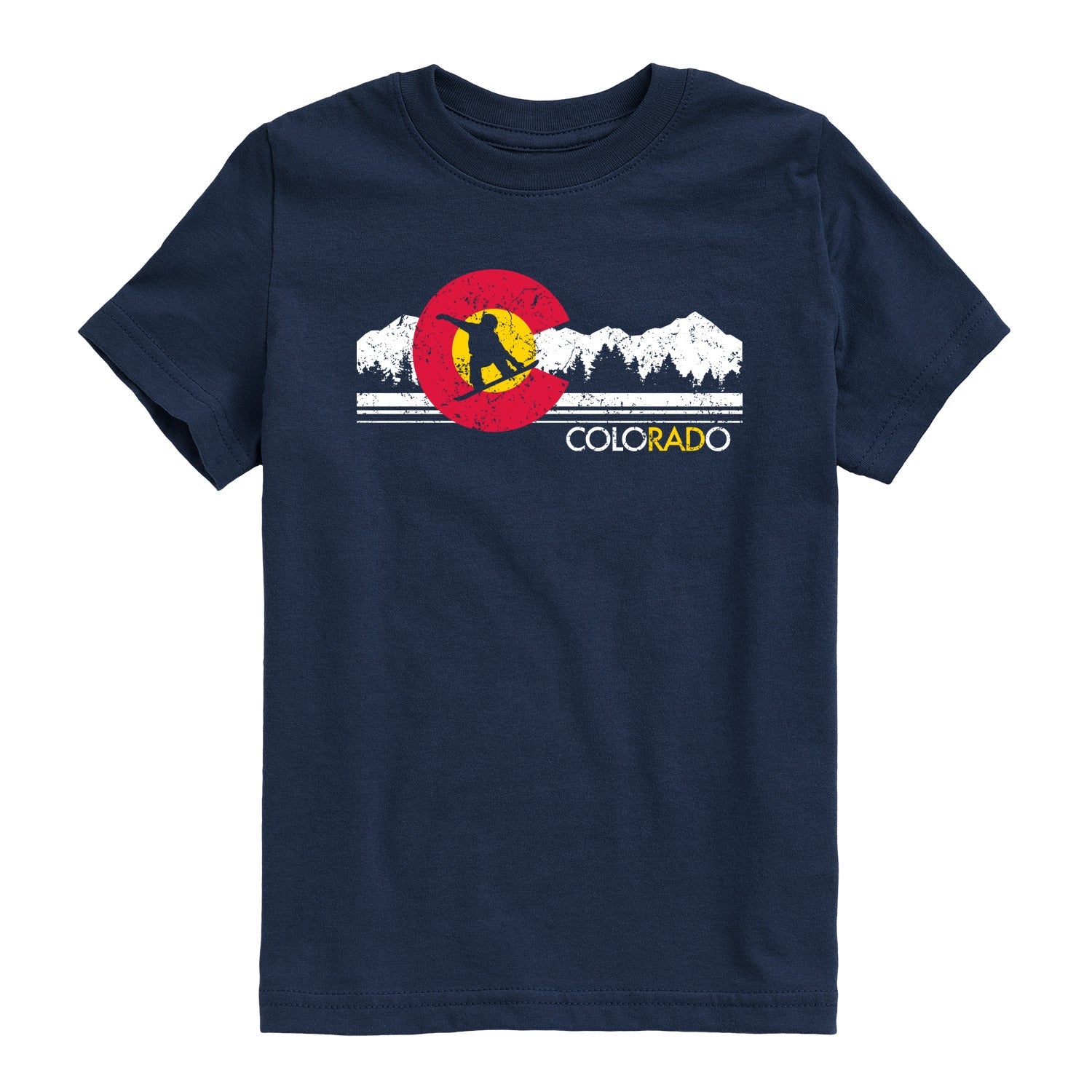 Instant Message - Colorado Flag Snowboarder - Youth Short Sleeve Graphic T-shirt