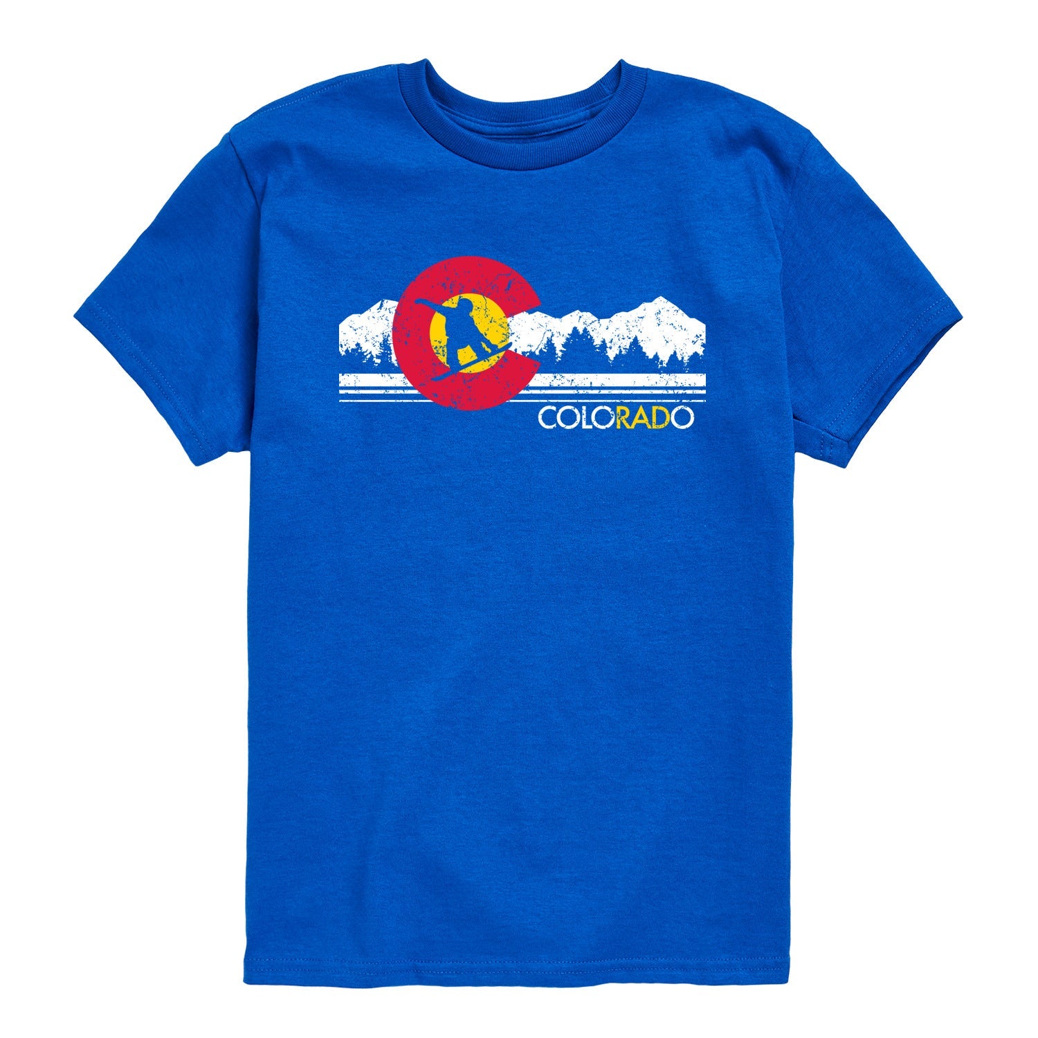 Instant Message - Colorado Flag Snowboarder - Youth Short Sleeve Graphic T-shirt