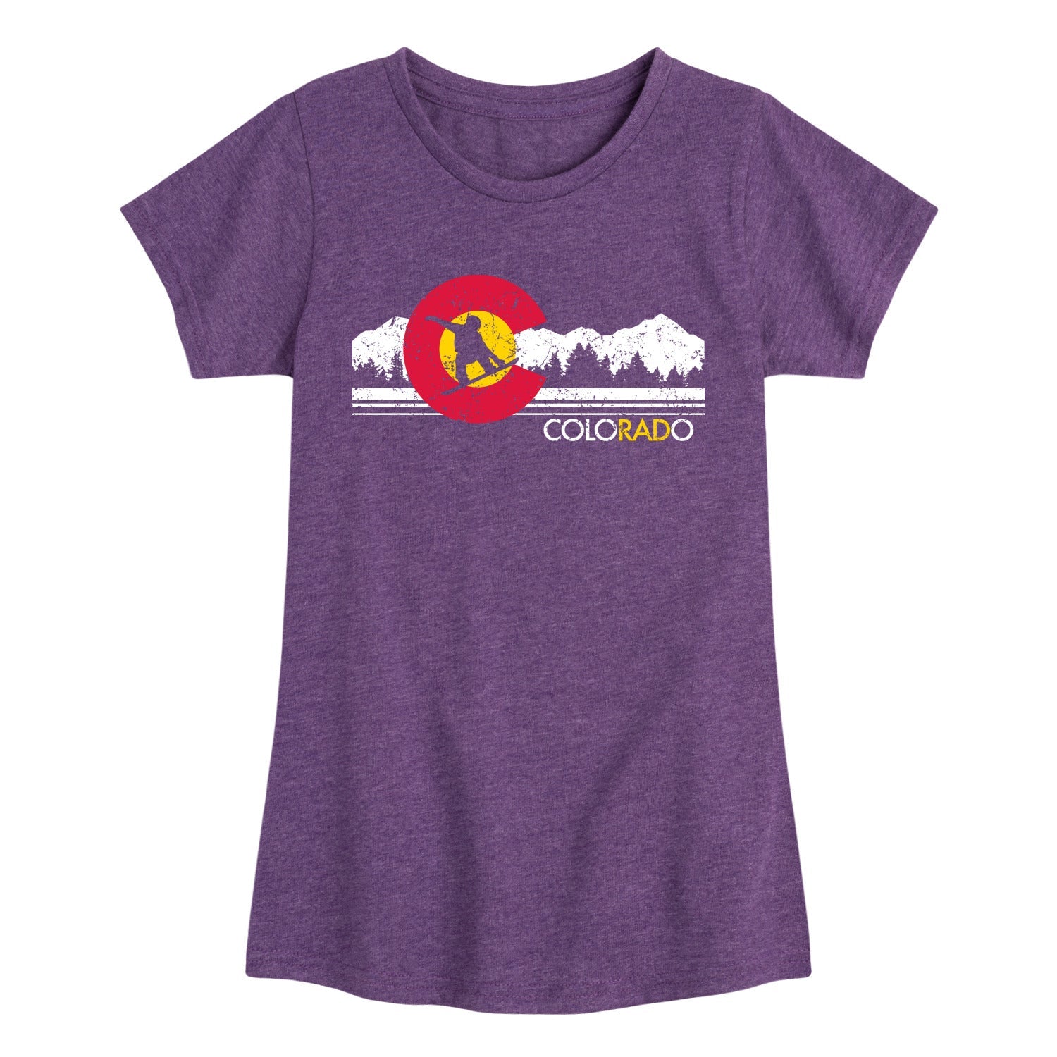 Instant Message - Colorado Flag Snowboarder - Youth Girls Short Sleeve T-shirt