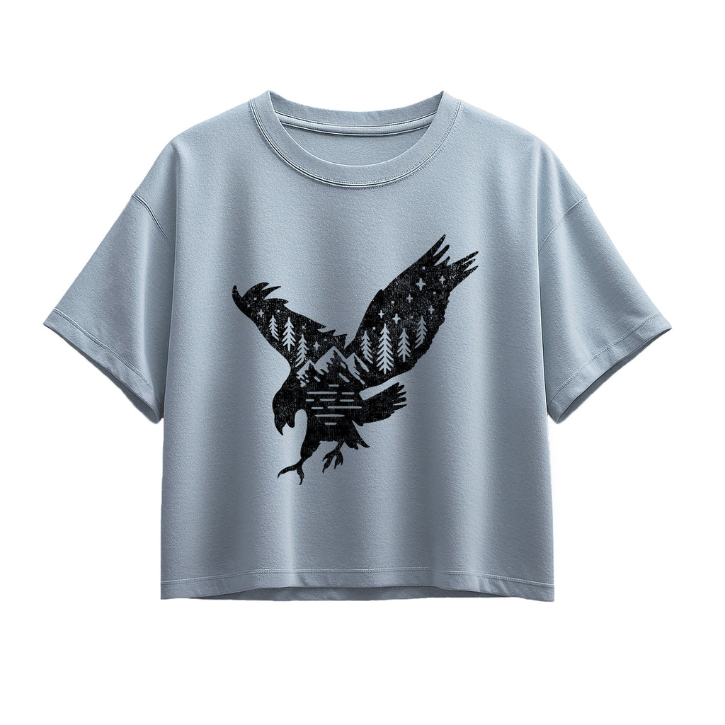 Instant Message - Nature Eagle - Youth Girl Short Sleeve Boxy Tee