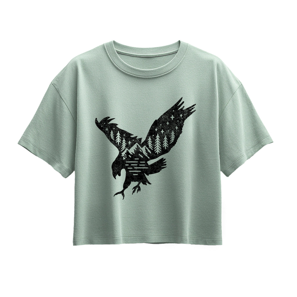 Instant Message - Nature Eagle - Youth Girl Short Sleeve Boxy Tee