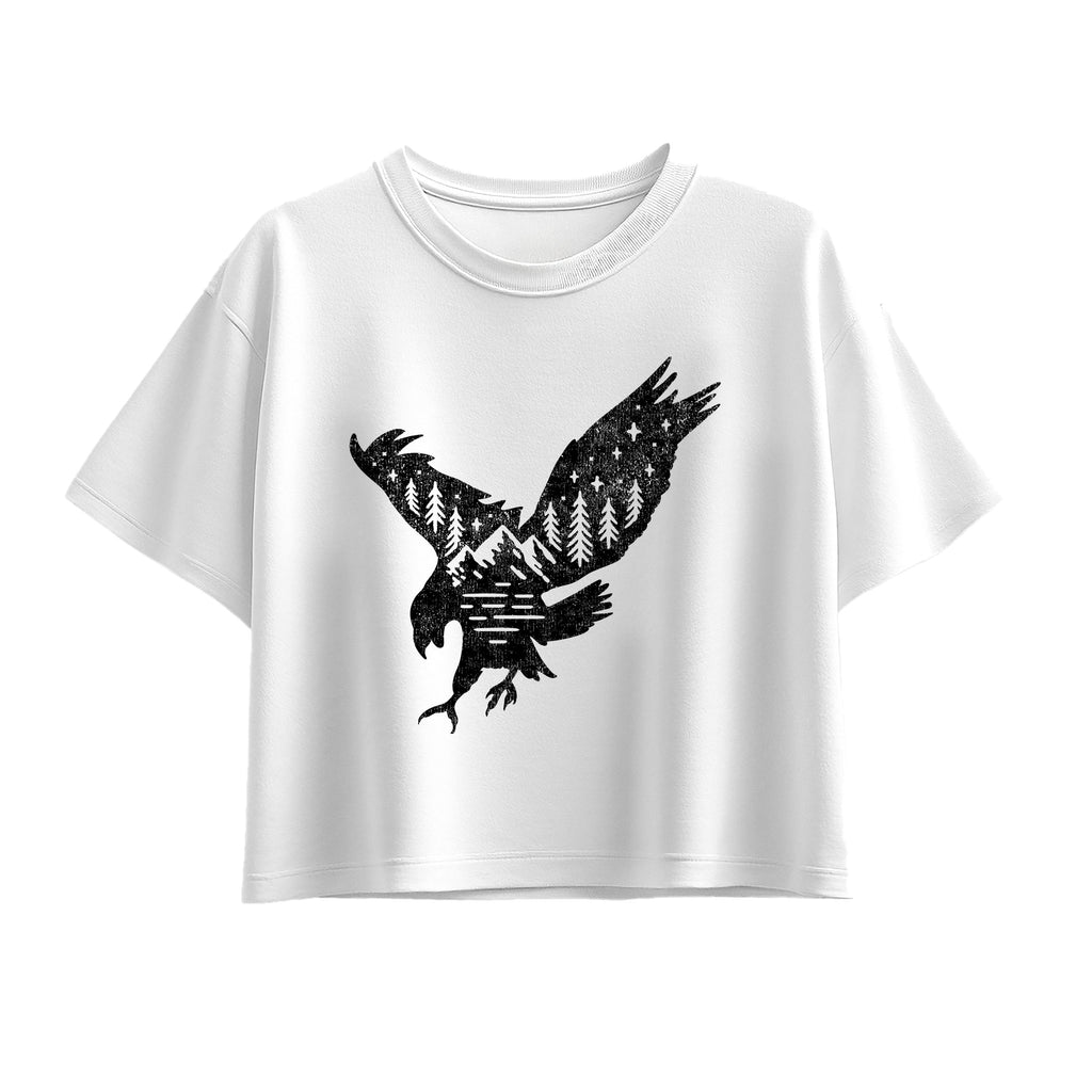 Instant Message - Nature Eagle - Youth Girl Short Sleeve Boxy Tee