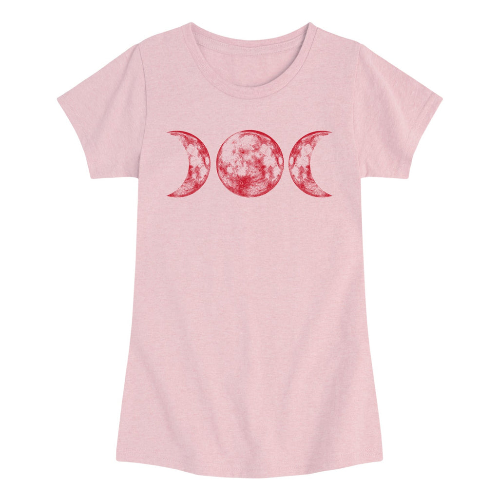 Instant Message - Scarlet Red Moon - Youth Girls Short Sleeve T-shirt
